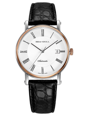 Seagull海鸥手表18K玫瑰金机械表皮表带男士腕表218.377大师系列