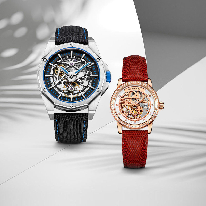 海鸥表情侣腕表全镂空时尚潮流自动机械表情侣对表
