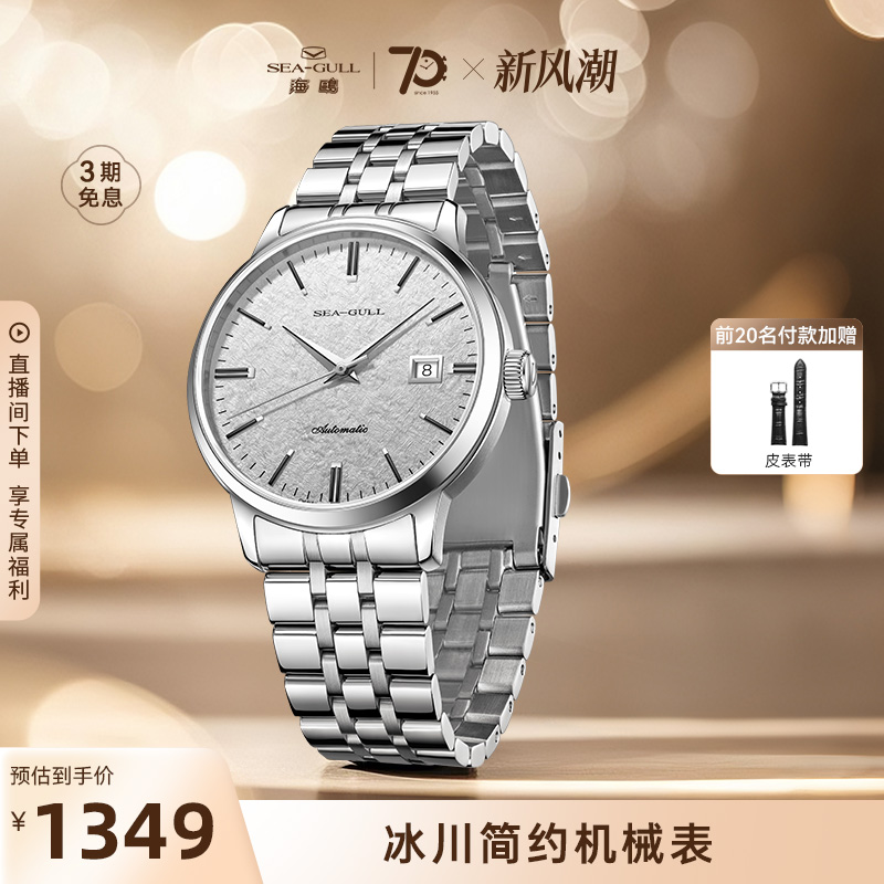 海鸥表男款冰川机械表送男友
