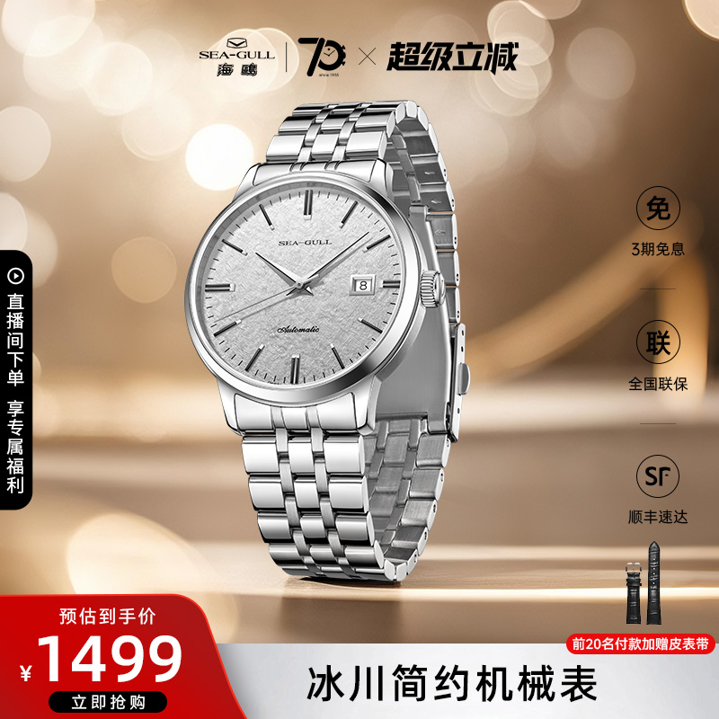 海鸥表男款冰川机械表送男友