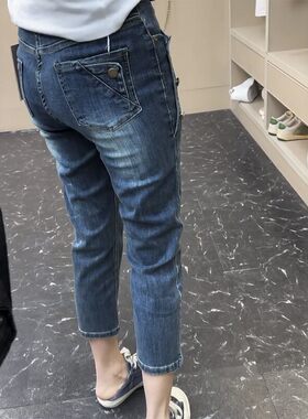 春夏新款时尚牛仔烟管裤女