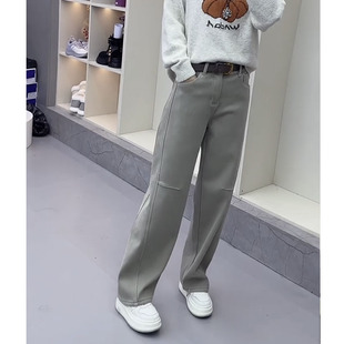 2025秋冬新款牛仔裤女大码显瘦窄版直筒拖地裤遮肉时尚减龄阔腿裤