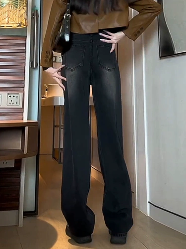 Прямые свободные джинсы, весенние приталенные штаны, большой размер, высокая талия, по фигуре, для формы тела «груша»