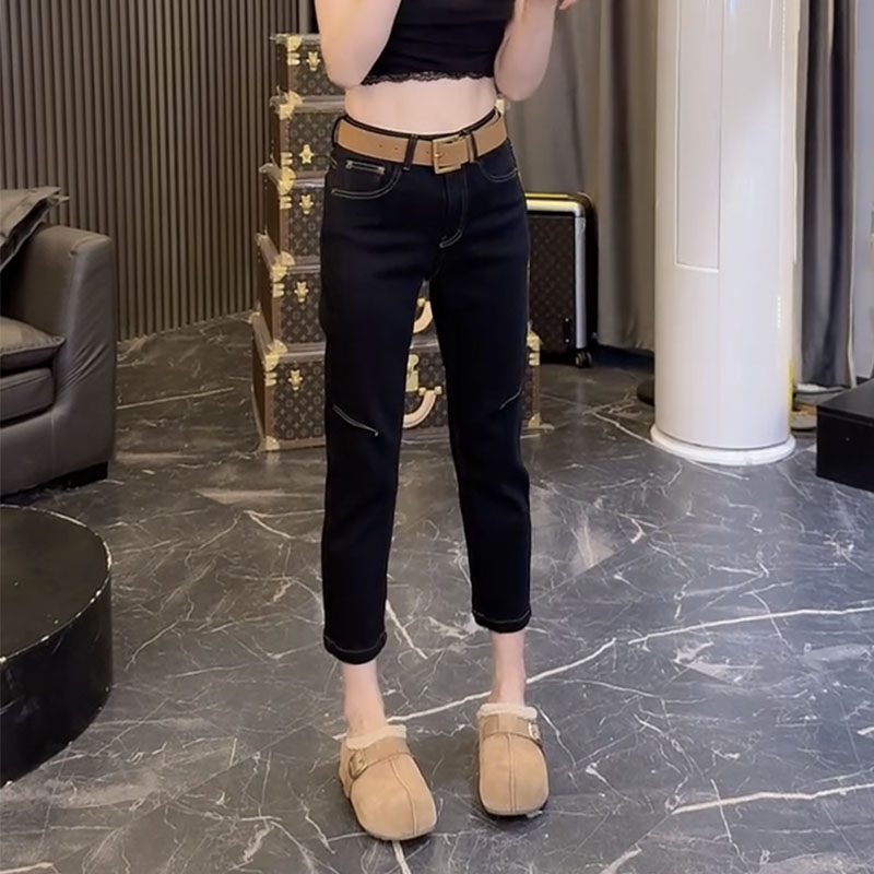 秋季新款黑色弹力牛仔裤