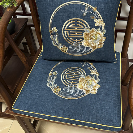 中式红木茶桌椅子坐垫靠枕高档实木刺绣防滑圈椅太师椅餐椅垫定制