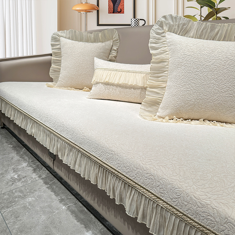 雪尼尔沙发垫四季通用简约现代轻奢防滑高档布艺客厅真皮坐垫套罩