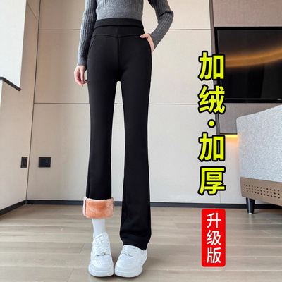 羊羔绒阔腿裤女加厚保暖