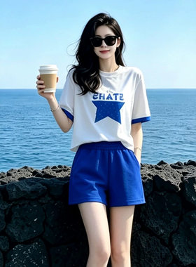 南油夏季女短袖短裤套装