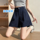 薄款 女夏季 大码 松紧腰大码 亚麻面料跑步运动裤 A字五分阔腿裤 短裤