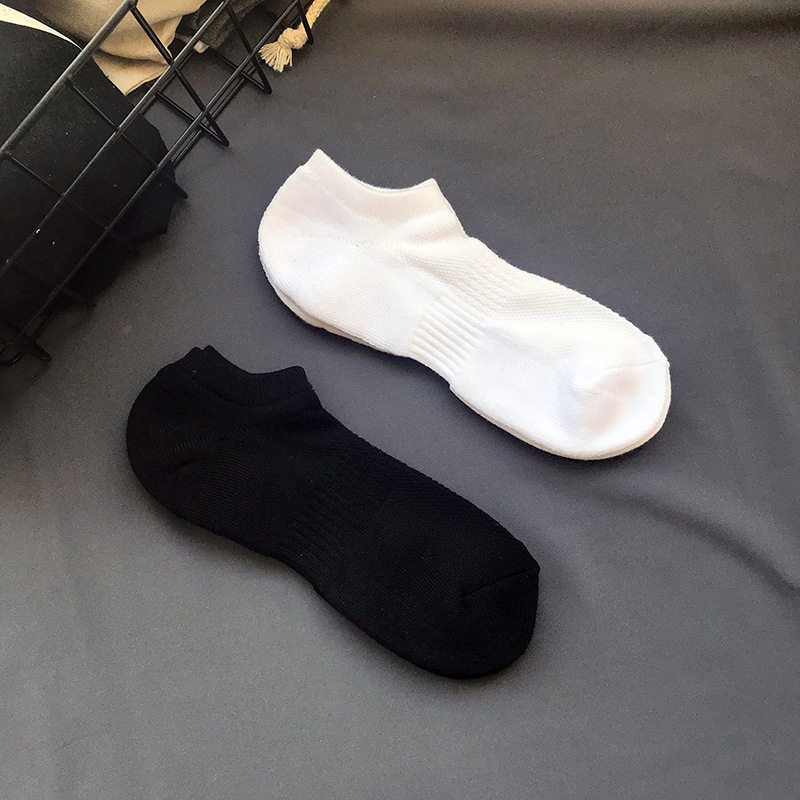 袜子男士加厚毛巾底船袜隐形袜纯黑纯白短袜低帮浅口袜男袜毛巾袜