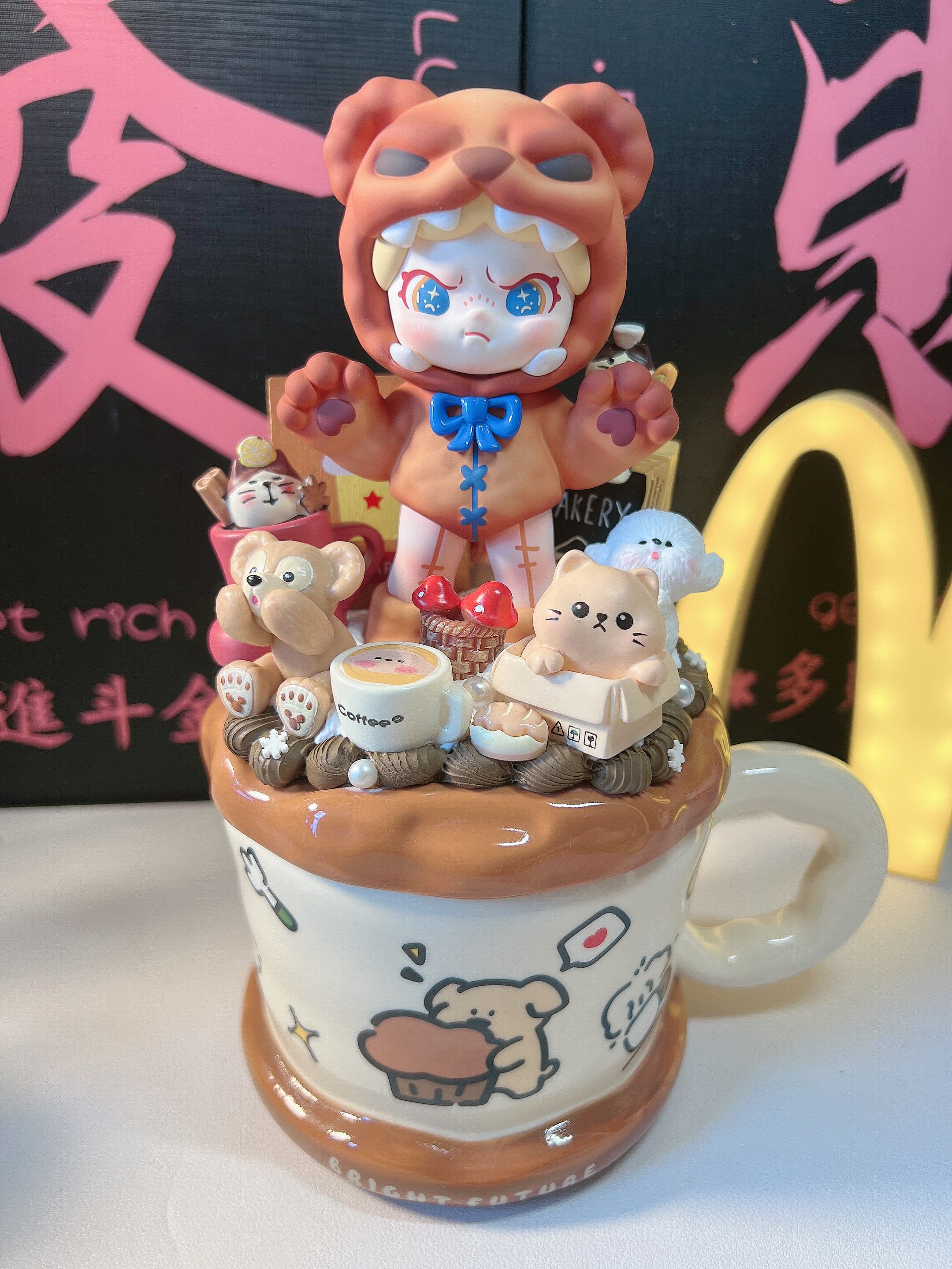 【现货】正版泡泡玛特盲盒系列奶油胶马克杯可爱成品创意生日礼物