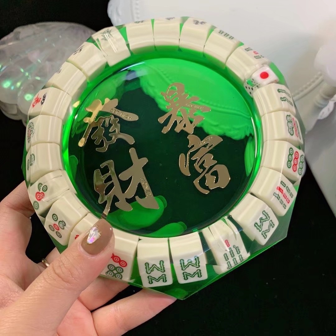 diy个性定制 麻将大号烟灰缸 滴胶成品手工发财创意礼物卧室客厅