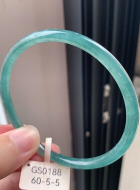 60圈危料a货翡翠蓝水圆条手镯叮当手镯天然翡翠平价翡翠男人手镯