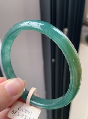 5758圈危料a货翡翠蓝水黄翡圆条手镯叮当手镯天然翡翠平价翡翠