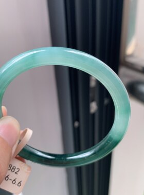 52圈危料a货翡翠半山水圆条手镯冰绿浅绿手镯天然翡翠女生手镯