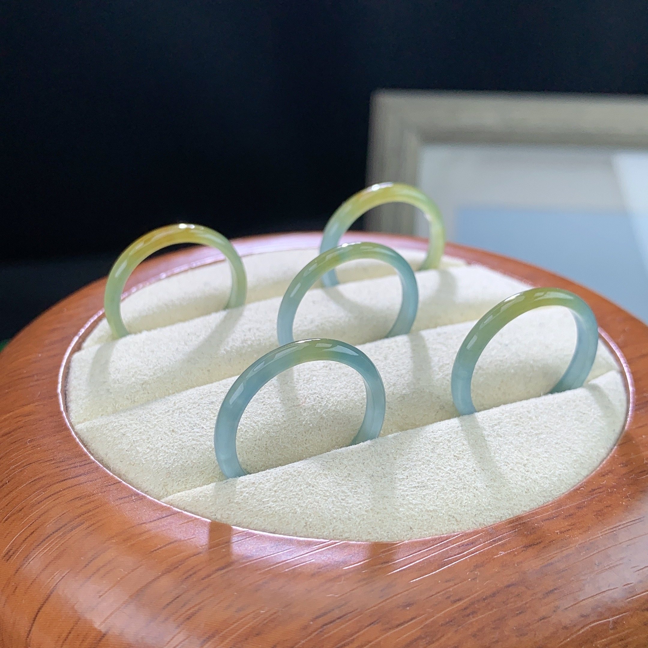 天然A货翡翠冰种黄翡戒指指环戒