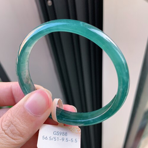 56圈口贵妃镯天然翡翠a货冰蓝飘花手镯有证书老坑a货女生手镯批发
