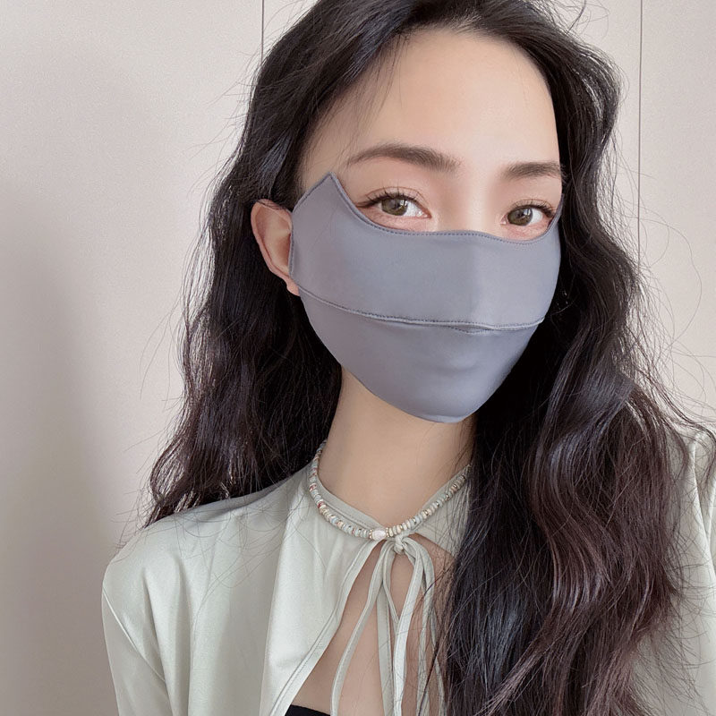 UPF50+远山灰色双层冰丝防晒口罩女显脸小护眼角防紫外线遮阳面罩,服饰配件/皮带/帽子/围巾,防晒面纱/面罩,淘宝优惠券,粉丝福利购,淘宝优惠卷