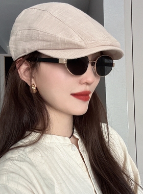 25春夏/old money原生亚麻包裹感前进帽男女款复古鸭舌帽潮感帽子