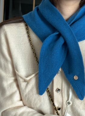 宝藏小单品~穿孔成型100％WOOL软糯羊毛小领巾女百搭韩系小围巾冬