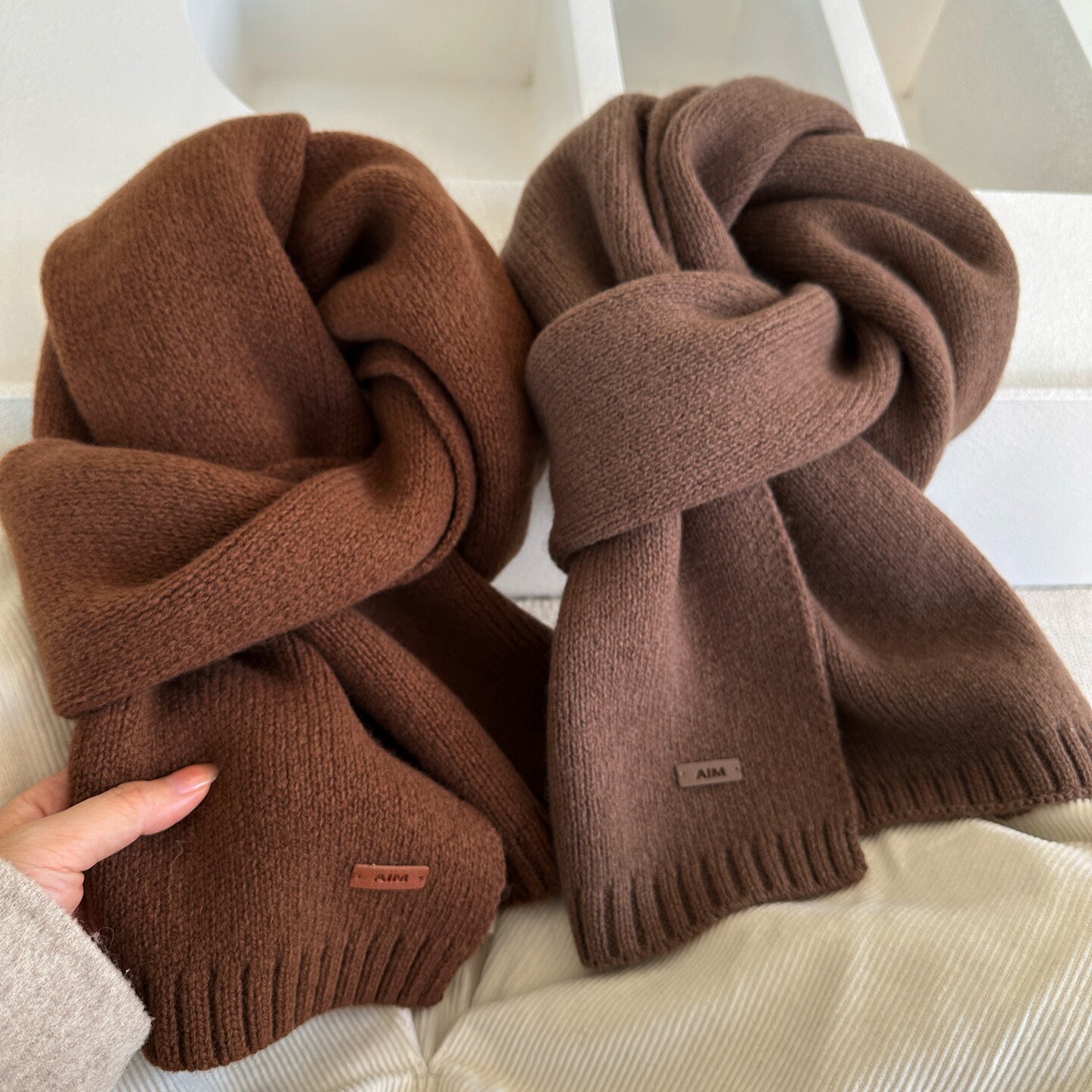 基础人手一条100%绵羊毛纯色短款围巾男女款简约针织保暖围脖冬