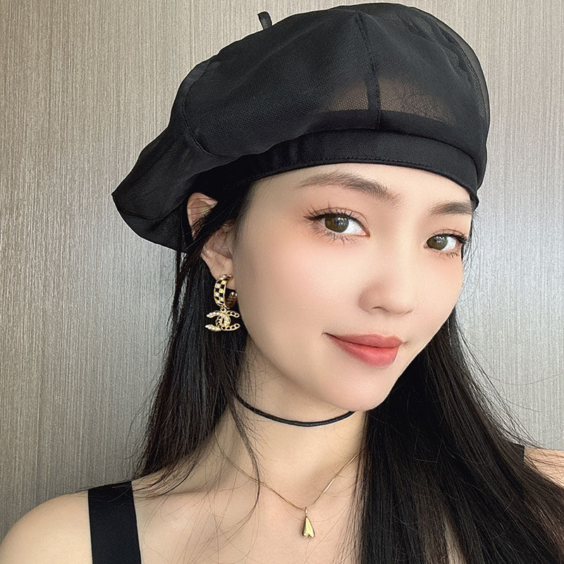 温柔100％桑蚕丝贝雷帽轻薄透视真丝立体云朵帽显气质优雅帽子女
