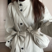 送包包 宽松显瘦大衣 高级氛围感简约风衣外套女中长款 26秋冬