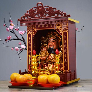 供奉文武财神爷比干关公吉祥摆件加神楼佛龛壁挂式经济型供台套装