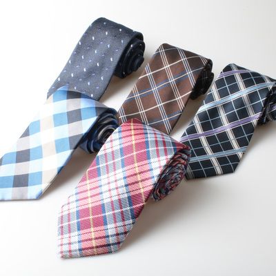 Silk tie波点格纹领带 色织提花桑蚕丝男士商务手系真丝领带孤品