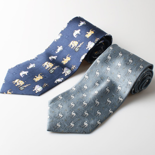 孤品桑蚕丝领带 10cm宽版动物图案精美印花男士真丝领带silk tie