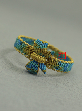 千里江蝴蝶结手工编织diy材料包教程民族风情侣手链饰品礼物