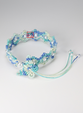 青花瓷蝴蝶手链小花手绳手工编织diy材料包手作教程自编情侣礼物