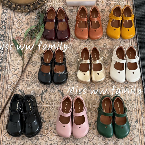 Miss ww family女童公主单鞋软底洋气玛丽珍魔术贴