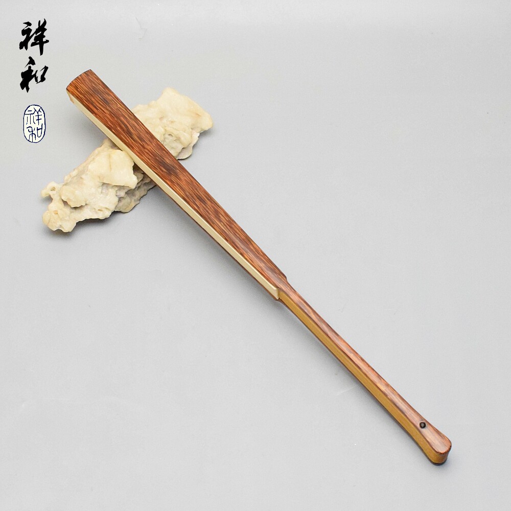红麻棕竹玉竹芯小头老料纯手工贴梁刮棱文玩折扇棕流星纹苏工名家