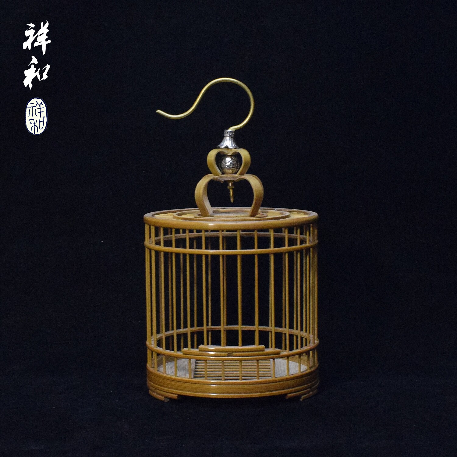 陆氏虫具精工玉竹平顶蝈蝈笼子吉尔金钟制蛐蛐笼虫具鸣虫用具非遗