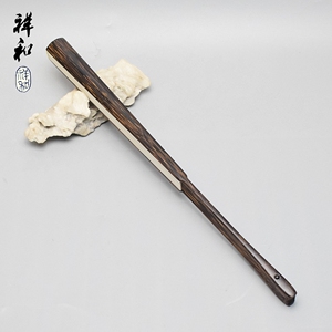 祥和扇坊精工老料纯手工全棕竹古方头文玩折扇金丝桃贴梁刮宓滚边