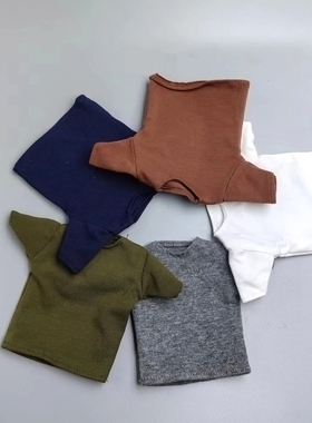 现货1/6兵人偶男装纯棉圆领短袖T恤上衣 适合30CM素体娃娃