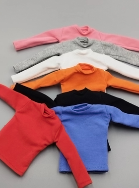 现货1/6兵人偶女款纯棉圆领长袖T恤上衣 适合30CM素体娃娃