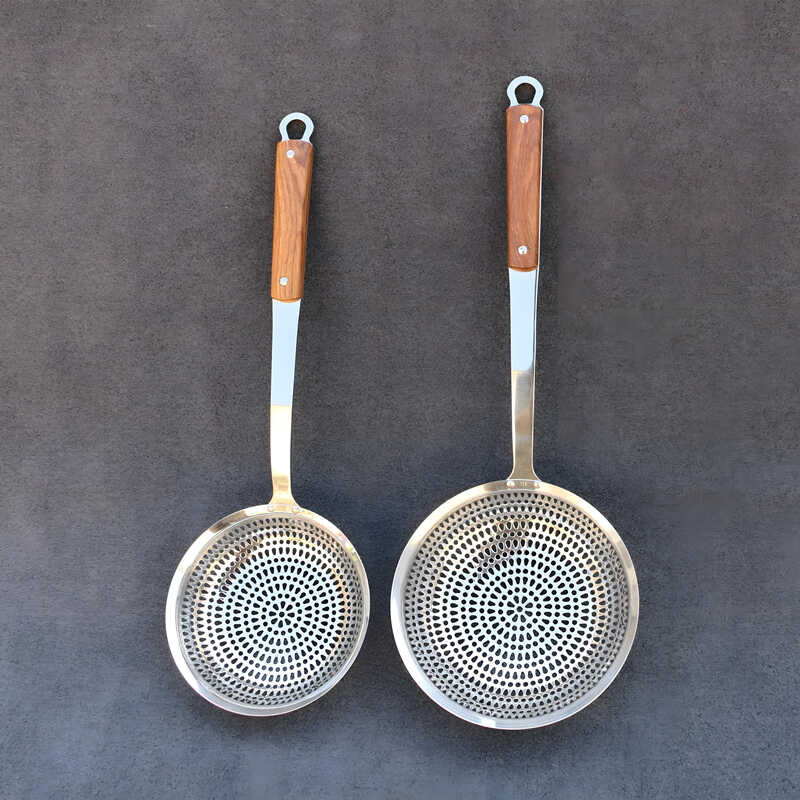 304不锈钢漏勺食品级花梨木手柄
