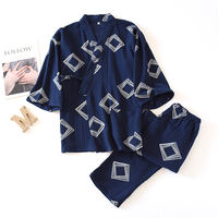 Men in kimono for spring, autumn and summer, kimono cardigan, double-layer gauze crepe, loose tea suit, red zodiac year pajamas thumbnail 7