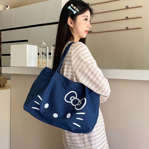 HelloKitty凯蒂猫帆布托特包手提单肩通勤大容量学生女2025新款