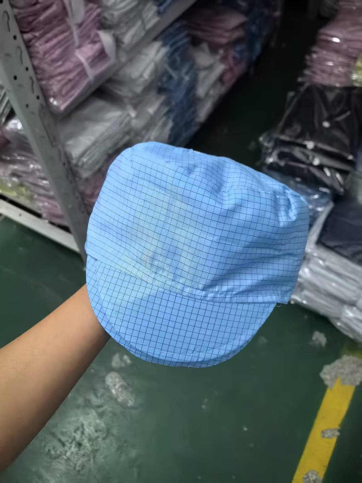 网纹防静电帽子男女无尘帽食品车间防尘洁净室小工帽鸭舌工作帽