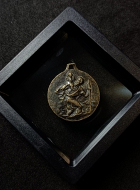 包邮 圣牌圣克里斯托弗 早期孤品 托子铜牌 个性挂件交通守护吊坠