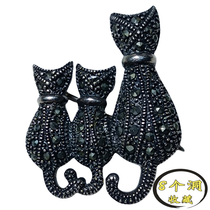 【岁月静好】德式浪漫Vintage925银饰重工高级感猫咪趣味吊坠胸针