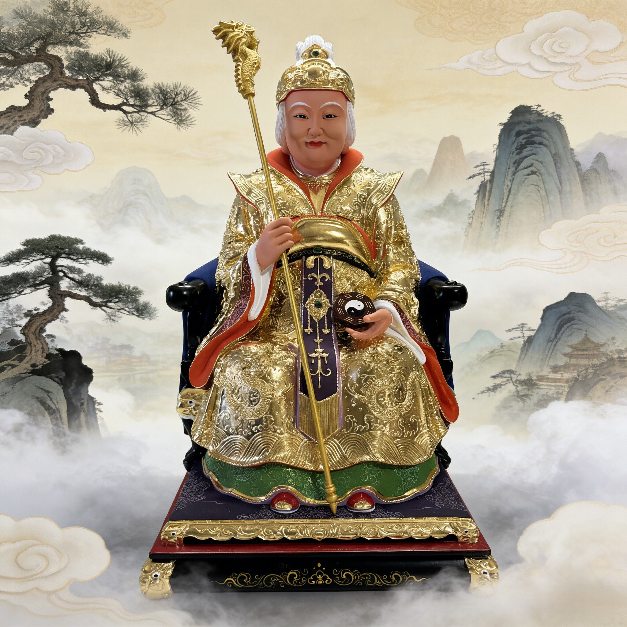梨山黎山骊山老母连座神像19寸