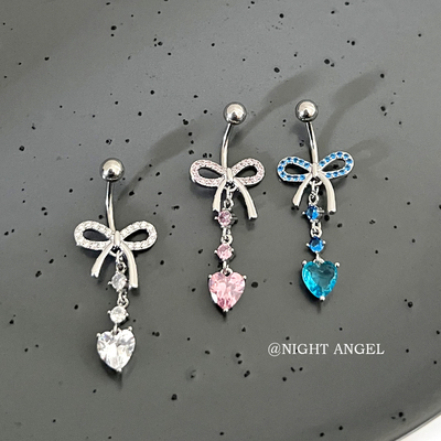 桃心水晶轻奢小众钛钢穿刺脐饰