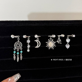 波西米亚风免打孔肚脐钉肚脐夹超闪爱心水钻捕梦网月亮脐饰假脐钉