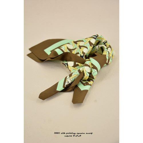 斜纹真丝手工印花小方巾丝巾围巾