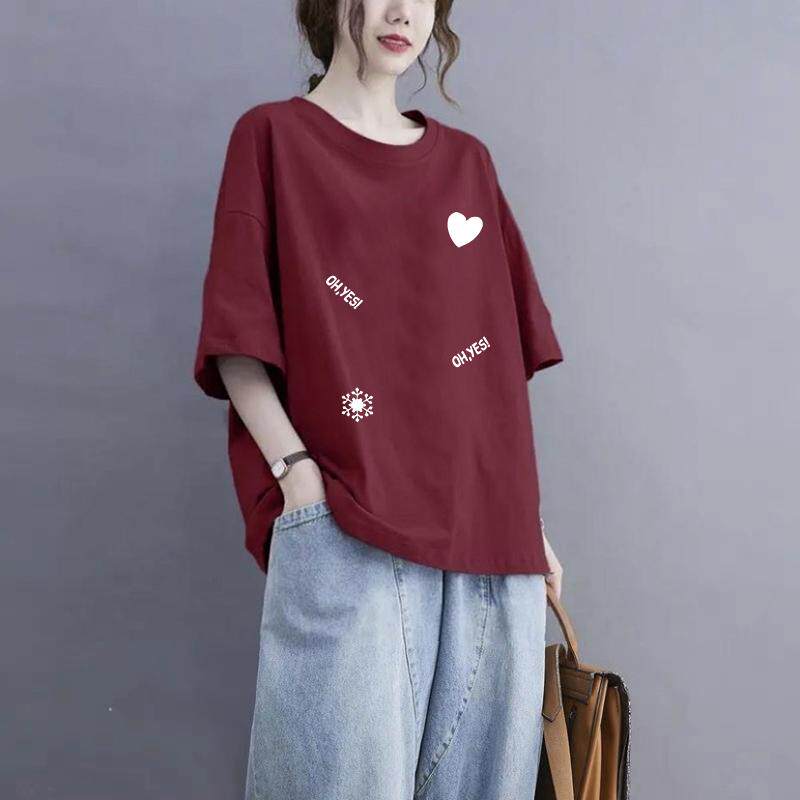 2026夏季新款大码宽松纯棉上衣女遮肚遮臀显瘦休闲洋气短袖T恤衫