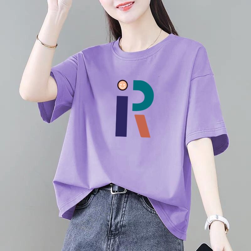 纯棉圆领短袖t恤女2026夏季新款大码女装宽松显瘦打底妈妈装上衣